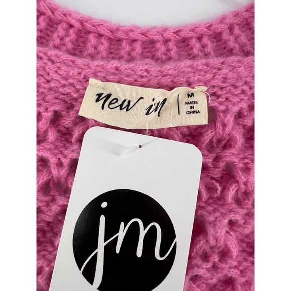 New In Cardigan Sweater Womens Pink Crochet Knit Y2K Grannycore Grandmacore New - Picture 5 of 11
